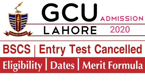 Gc University Lahore Bscs Admission Gcul Admission Entry