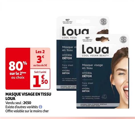 Promo Loua Masque Visage En Tissu Chez Auchan