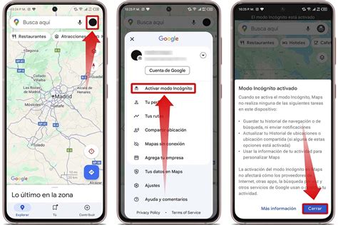 Cómo activar el modo incógnito de Google Maps