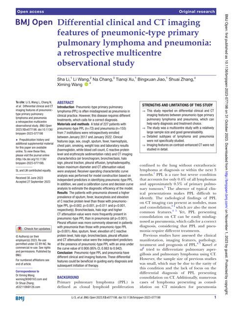 Pdf Differential Clinical And Ct Imaging Features Of Pneumonic Type