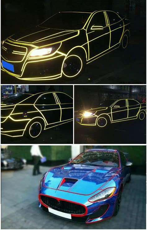 1 см* 8 м DIY Украшение автомобиля желтый красный светоотражающий обод ...