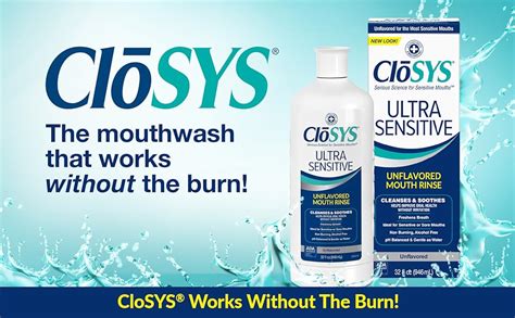 Closys Ultra Sensitive Unflavored Ph Balanced Alcohol Free Mouthwash 32 Ounce Pack