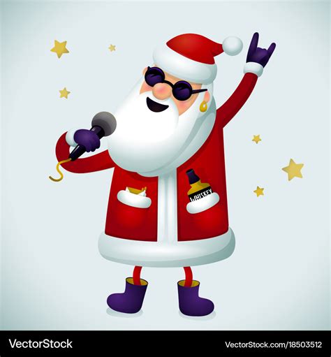 Rock n roll santa character singing santa claus Vector Image