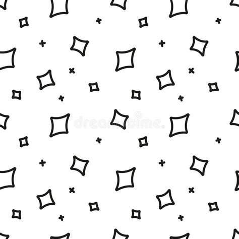 Starry Sky Cartoon Stars On White Background Seamless Vector Pattern