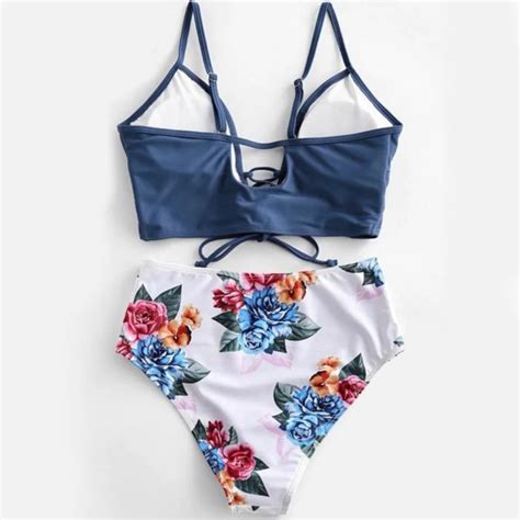 Leaf Print Bikini Set Ladies Sexy Bikinis Female Lace Up Split Swimsuit