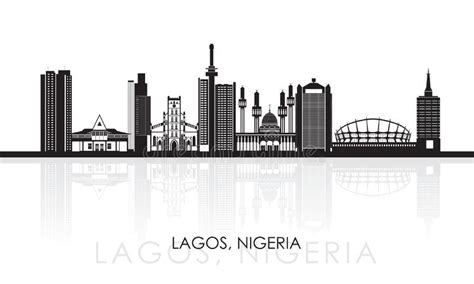 Silhouette Skyline Panorama Der Stadt Lagos Nigeria Vektor Abbildung