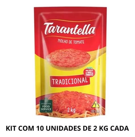 Molho De Tomate Tradicional Tarantella Kit 10 Un 2 Kg Cada