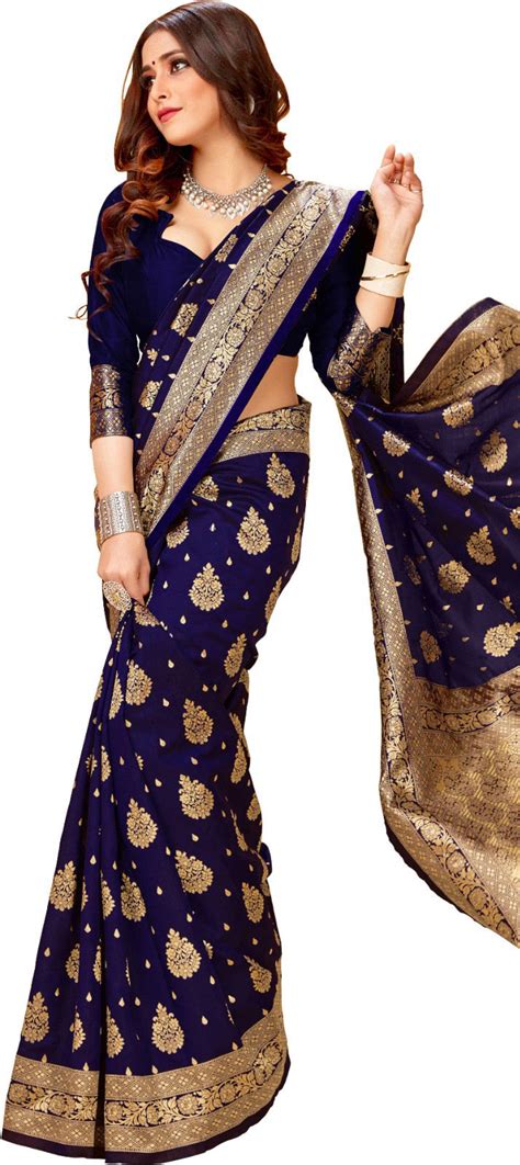 Party Wear Traditional Blue Color Art Silk Fabric Saree