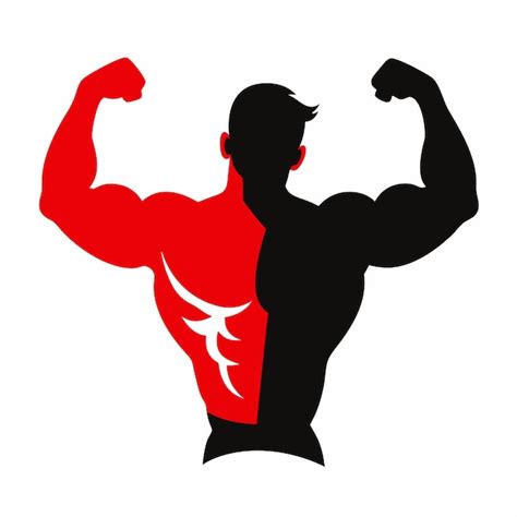 Gym Bodybuilder Flexing Arm Muscles Silhouette On White Background