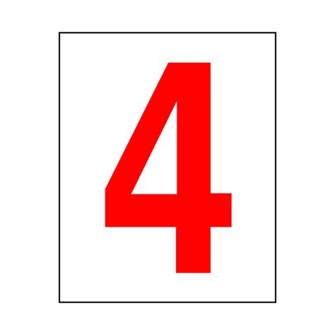 Number 4 Sticker Red | Safety-Label.co.uk