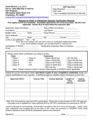 Fillable Online Wvrwa Form EW 212 July 2012 Fax To 304 558 4322 Or