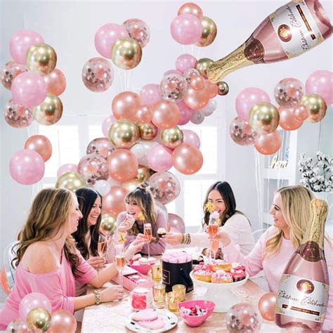 Rose Gold Champagne Bottle Balloon Garland Arch Kit Rose Gold Happy