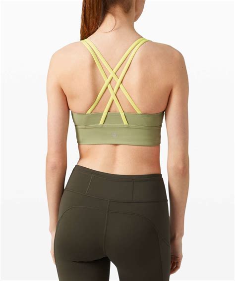 Lululemon Energy Bra Long Line Medium Support B D Cup Vista Green Lemon Vibe Lulu Fanatics