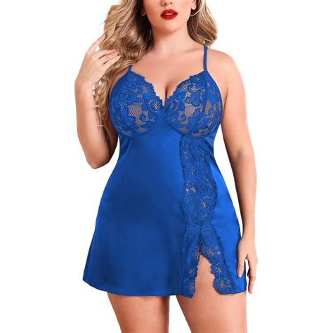 Avidlove Plus Size Lingerie For Women Sexy Satin Nightgown Lace