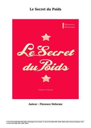 Livre Gratuit Le Secret Du Poids Pdf Epub Mobi Par Florence Delorme