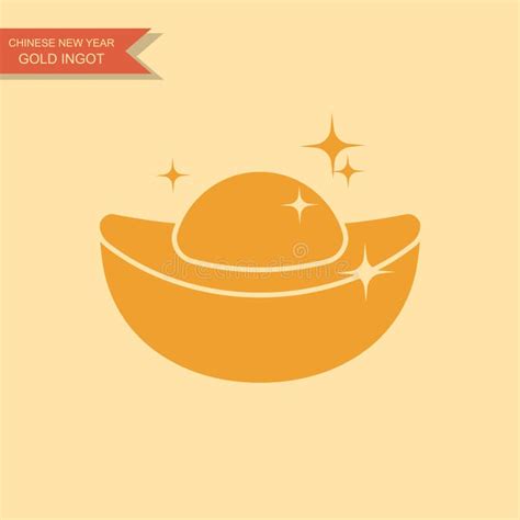 chinese  year gold ingot flat icon stock vector illustration