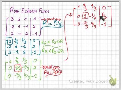 Linear Algebra Transform A Matrix To Its Row Echelon Form Youtube