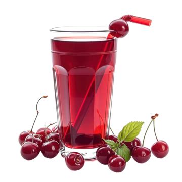 Glass Of Fresh Cherry Juice Isolated On Transparent Background Fresh