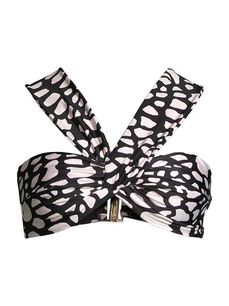 Buy PatBO Spotted Off The Shoulder Bikini Top Black Cream At 25 Off