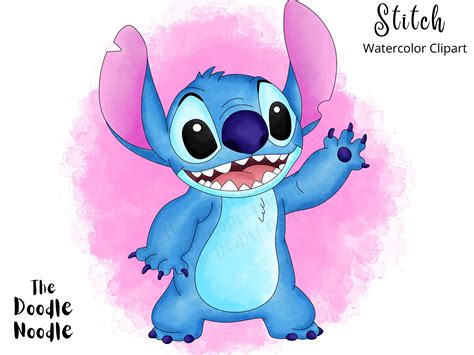 Waving Stitch With Flowers Hand Drawn Watercolor Clipart Etsy