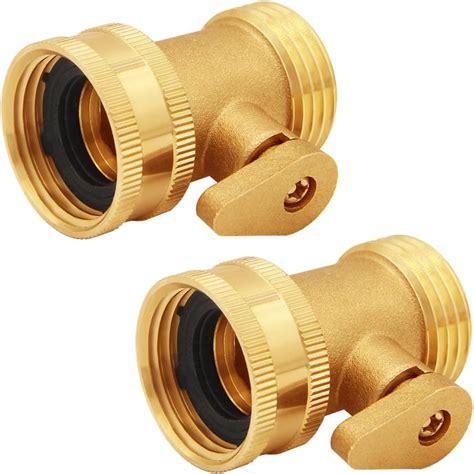 Uenede 2pcs Brass Garden Hose Shut Off Valve Heavy Duty 3 4 Inch Ght Threaded Water