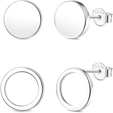 Aamata 925 Boucles D Oreilles Rondes En Argent Pour Femmes Boucles D