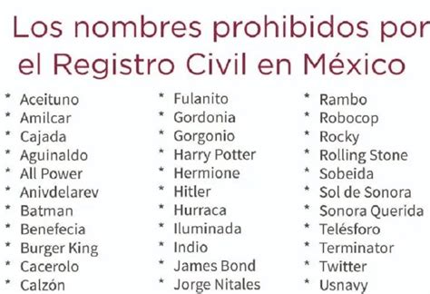 Nombres Prohibidos En México 2022 Lista Completa De Nombres Que No Le