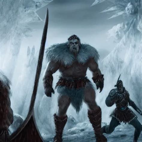 Dnd Frost Giant Towering Over Some Warriors Stable Diffusion OpenArt