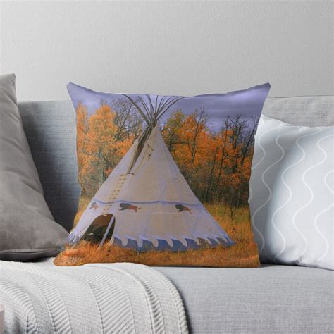 Plains Cree Teepee Throw Pillow For Sale By Umpa1 Redbubble