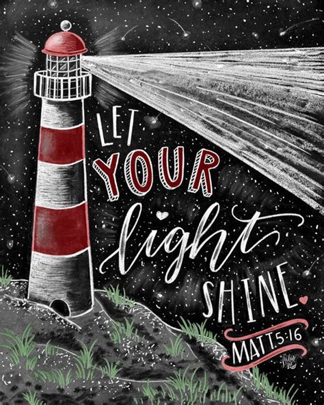 Lighthouse Art Scripture Print Let Your Light Shine Chalk Art