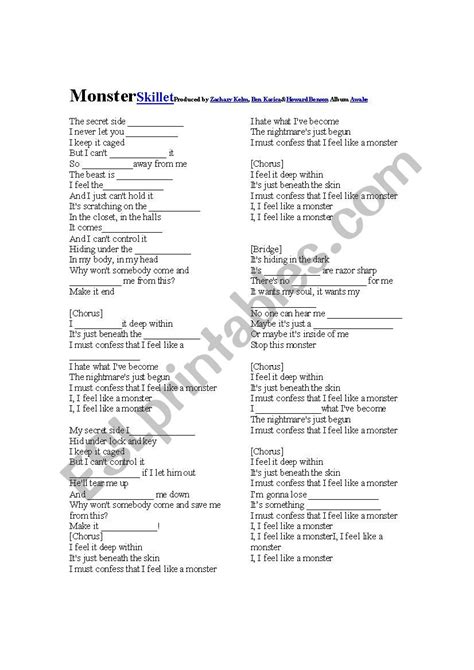 Skillet Monster Guitar Chords