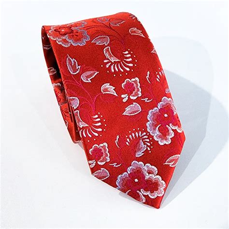 Corbata De Seda Italiana Roja Flor De Agua Celeste Camisas Corbatas