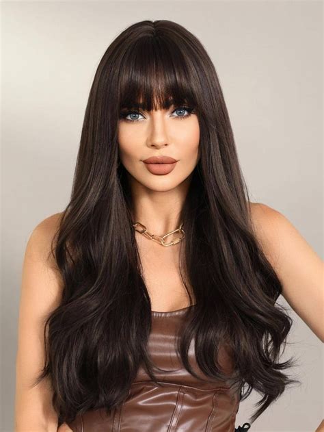 Long Body Wave Synthetic Wig With Bangs In Long Shiny Hair