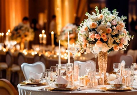 Premium AI Image | Decor of a wedding banquet hall Wedding venue decorations