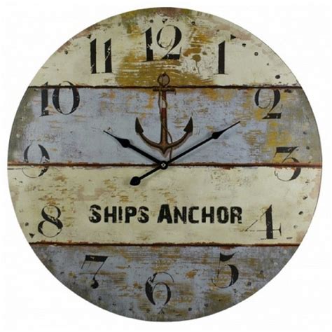 Wooden Vintage Ship S Anchor Clock Nautical Decor Nautical Wall