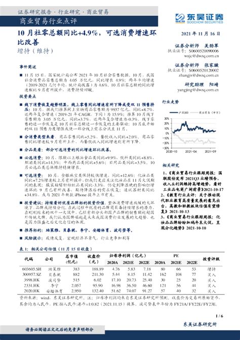 商业贸易行业点评：10月社零总额同比49，可选消费增速环比改善