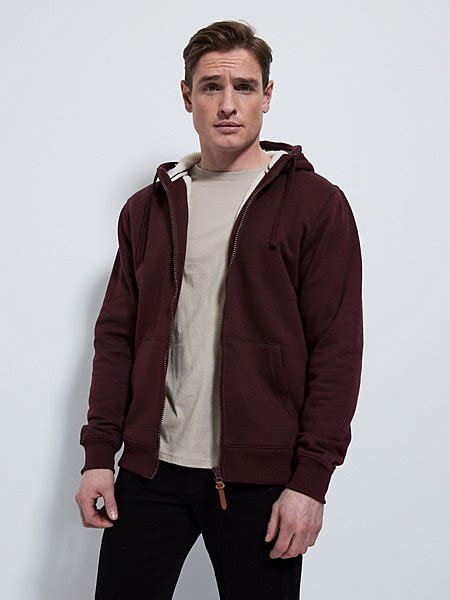 Ochre Borg Lined Zip Up Hoodie Men George At Asda