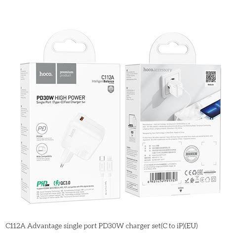Bộ cốc cáp sạc Hoco C112A TypeC to Lightning PD 30W (Trắng) Nhất Tín ...