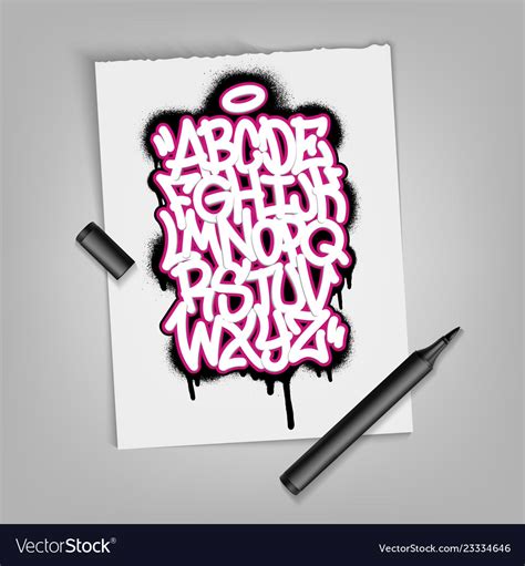 Handwritten Graffiti Alphabet Artistic Typography Vector Image