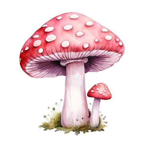 Pink Mushroom Watercolor Illustration Fungi Mushroom Fungus Png