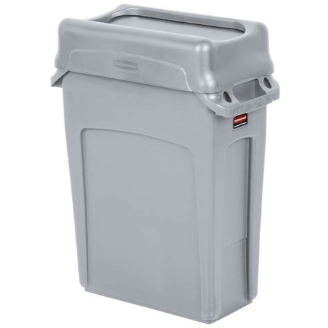 Rubbermaid Slim Jim Gallon Gray Wall Hugger Trash Can With Gray