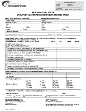 Fillable Online Deq Mt Montana Deq Ust Minor Installtion Permit