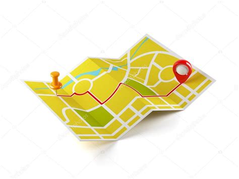 Navigation Map With Guide Line Stock Photo Denrud 22490271