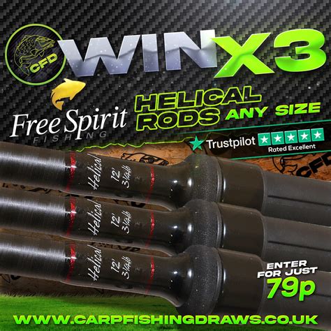 3x Free Spirit Helical Rods Any Size Carp Fishing Draws