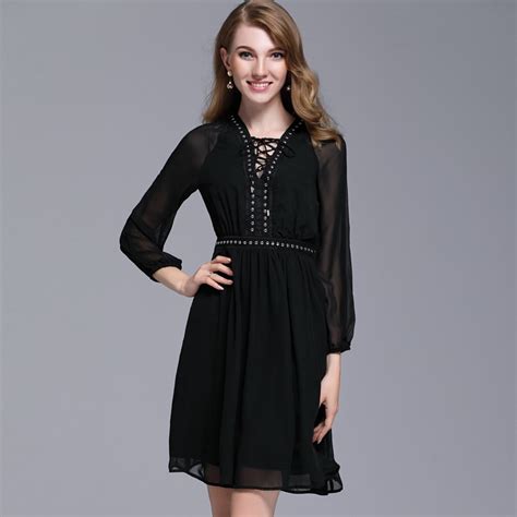 Ol Summer Black Chiffon Dress Womens Dresses New Arrival Midi