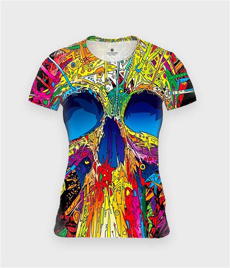 Kreatywne I Artystyczne Koszulka Damska Fullprint Trippy Skull