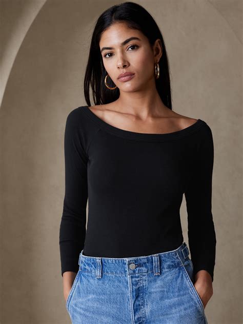 Ribbed Off Shoulder Top Banana Republic