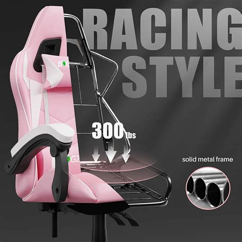 Pink Computer Gaming Chair Leather High-back Recliner Office Desk ...