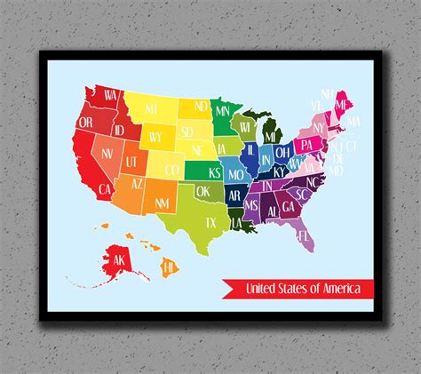 United States Map Colorful USA US America Art by DesignsByTenisha