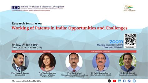 Research Seminar On Working Of Patents In India Opportunities And